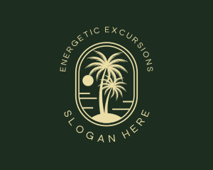 Tropical Beach Palm Tree logo design