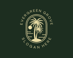 Tropical Beach Palm Tree logo design