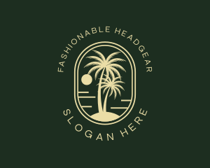 Tropical Beach Palm Tree logo design