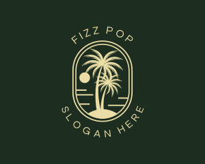 Tropical Beach Palm Tree logo design