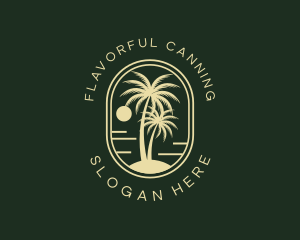 Tropical Beach Palm Tree logo design