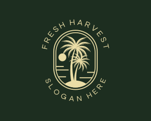 Tropical Beach Palm Tree logo design