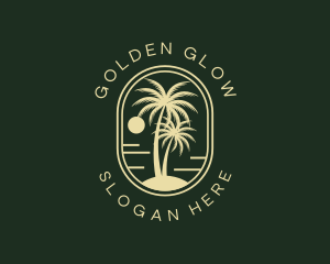 Tropical Beach Palm Tree logo design