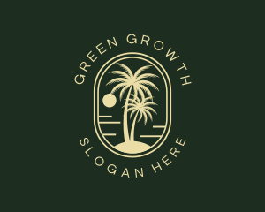 Tropical Beach Palm Tree logo design