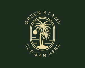 Tropical Beach Palm Tree logo design