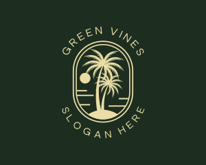 Tropical Beach Palm Tree logo design