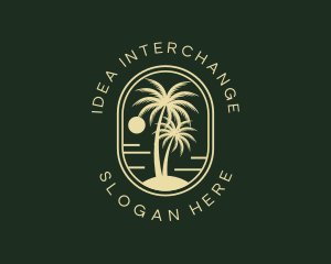 Tropical Beach Palm Tree logo design