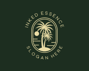 Tropical Beach Palm Tree logo design