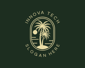 Tropical Beach Palm Tree logo design