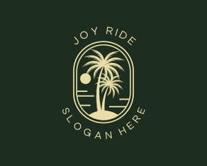 Tropical Beach Palm Tree logo design