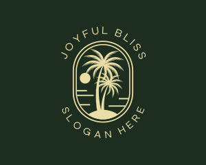 Tropical Beach Palm Tree logo design