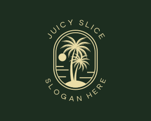 Tropical Beach Palm Tree logo design