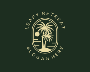 Tropical Beach Palm Tree logo design