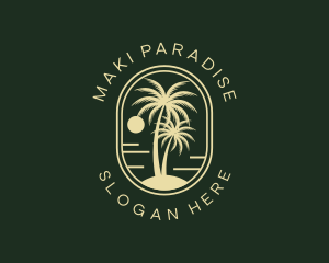 Tropical Beach Palm Tree logo design