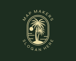 Tropical Beach Palm Tree logo design