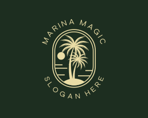 Tropical Beach Palm Tree logo design