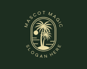 Tropical Beach Palm Tree logo design