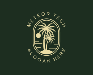 Tropical Beach Palm Tree logo design