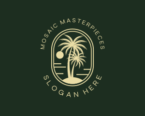 Tropical Beach Palm Tree logo design