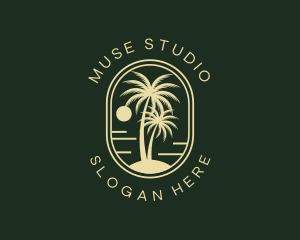 Tropical Beach Palm Tree logo design