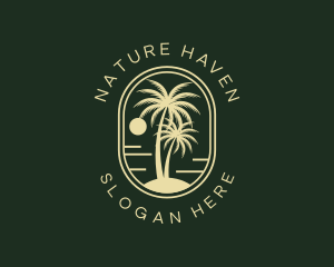 Tropical Beach Palm Tree logo design