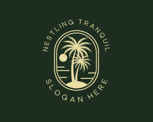 Tropical Beach Palm Tree logo design