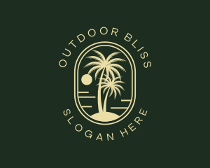 Tropical Beach Palm Tree logo design