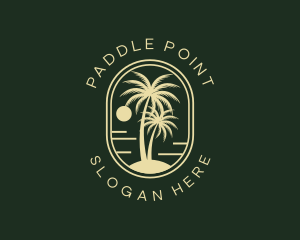 Tropical Beach Palm Tree logo design