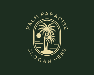 Tropical Beach Palm Tree logo design