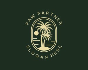 Tropical Beach Palm Tree logo design