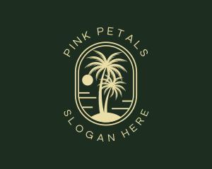 Tropical Beach Palm Tree logo design