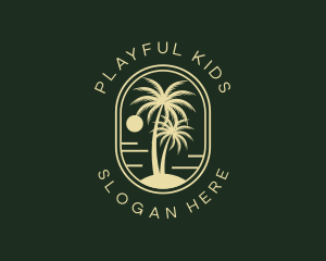 Tropical Beach Palm Tree logo design