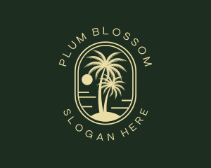 Tropical Beach Palm Tree logo design