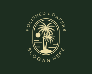 Tropical Beach Palm Tree logo design