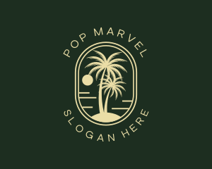 Tropical Beach Palm Tree logo design