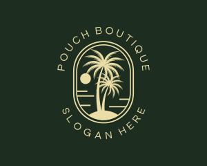 Tropical Beach Palm Tree logo design