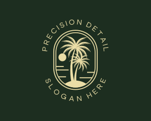 Tropical Beach Palm Tree logo design