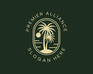 Tropical Beach Palm Tree logo design