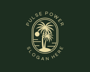 Tropical Beach Palm Tree logo design