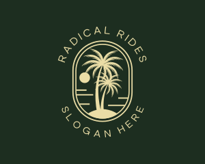 Tropical Beach Palm Tree logo design