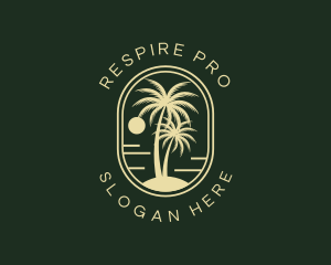 Tropical Beach Palm Tree logo design