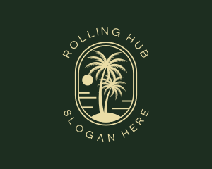 Tropical Beach Palm Tree logo design