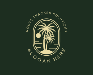 Tropical Beach Palm Tree logo design