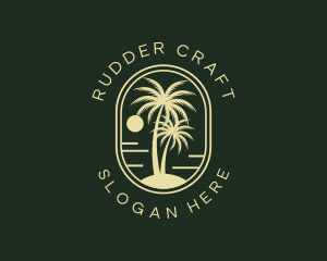 Tropical Beach Palm Tree logo design