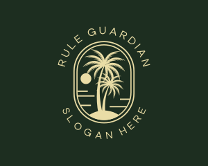 Tropical Beach Palm Tree logo design