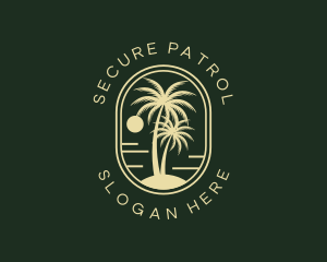 Tropical Beach Palm Tree logo design