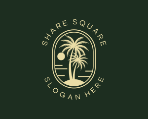 Tropical Beach Palm Tree logo design