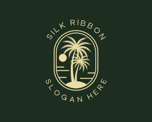 Tropical Beach Palm Tree logo design