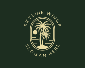 Tropical Beach Palm Tree logo design