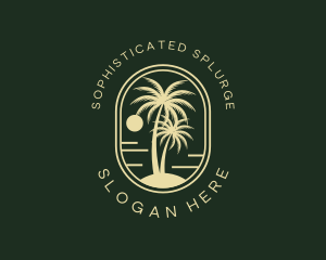 Tropical Beach Palm Tree logo design